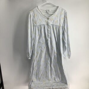 Aria Womens XL  Floral Cotton Long Sleeve Nightgown Lace Trim Henley Sleepwear
